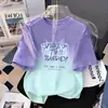 Camiseta Infantil de Manga Corta Degradada, Top Estampado de Moda de Verano para Niños, Ropa Moderna Suelta y Versátil Estilo Coreano para Niños Mayores