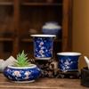 Adornos de salón de té chino Jingdezhen, florero de cerámica de mesa, florero de cerámica esmaltado a mano, ciruela roja, florero de cerámica