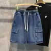 Shorts de Cargo Casuales Versátiles de Bolsillo Múltiple Estilo Retro Americano para Hombre de Verano, Shorts Sueltos para Jóvenes