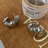 Pendientes de plata 925 con forma de estrella y aguja, estilo nicho, encaje irregular, estilo industrial pesado, de metal, estilo europeo y americano, en forma de C.