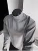 Camada de Base Térmica Gola Alta Meia Manga Patchwork Estilo Americano Masculina Outono e Inverno Tendência Cleanfit Camiseta Manga Longa Slim Fit Roupa Íntima