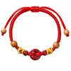 Pulseira Calma de Caroço de Pêssego do Ano do Cavalo, Fio Vermelho para Bebês, Pulseira de Contas de Caroço de Pêssego de Madeira de Pêssego para Bebês Prevenir Assustar