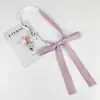 Pajarita de Color Sólido con Puntiagudos y Acentos de Plumas, Accesorios Jk, Pajarita Estilo Japonés para Estudiante Mujer, Pajarita Grande con Cordón, Estilo Uniforme Escolar