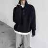 Suéter de cuello alto para hombre 2025 Otoño/Invierno Tejido grueso Estilo coreano Corte holgado de moda Camisa base Top Suéter