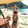 Conjunto de Top de Tubo y Falda Larga con Estampado Irregular Estilo Vacaciones Perezosas Estilo Isla Chica Caliente Deseo Puro Traje de Baño de Tres Piezas para Mujer