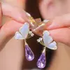 Brilhantes Zircônia Folha Verde Brincos Versátil Argola de Orelha Luxo Leve Alta Moda Elegantes Brincos 2023 Nova Moda