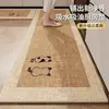 Tapete de Chão de Cozinha Tecido de Linho Estilo Japonês Simples Absorvente de Óleo Absorvente de Água Antiderrapante Tapete Desenho Animado Doméstico Resistente à Sujeira Capacho de Entrada