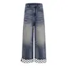 Marca Americana Moderna Jeans Feminino com Barra de Bolinhas 2026 Chegada Nova de Verão Desgastado Lavado Solto Calças Wide Leg Garota Spicy