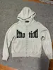 Ins Tendencia de Moda Transfronteriza Europea y Americana Subcultura Pedrería Color Sólido Calle Chaqueta Ajustada Y2K Sudadera con Capucha