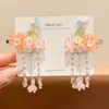 Novos Acessórios de Cabelo Estilo Chinês Super Delicados Estilo Antigo, Grampo de Cabelo Infantil Flor com Franja de Pérola, Adorno de Cabeça Laço de Alta Qualidade para Hanfu