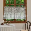 Cortina corta con trabillas estampadas, cortina estilo alemán, cortina pequeña, cortina corta estilo campo americano, media cortina decorativa para cocina, cortina de encaje estampada para armario