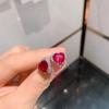 Joyería Zhuang Shengsheng Colgante en Forma de Corazón Pendientes en Forma de Corazón Anillos en Forma de Corazón Vidrio Rojo de Simulación Piedra Principal en Forma de Corazón 9*9