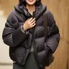 Paquete de Calorcito "Morado" de Hada~ Chaqueta Acolchada tipo Puff con 95% de Plumón de Ganso Blanco, Ligera, Cálida, Esponjosa, Chaqueta Corta Acolchada con Capucha para Mujer