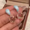 "Caramelo Arcoíris" Pendientes Redondos de Bloques de Color de Lunares Estilo Coreano, Pendientes Frescos y Dulces para Estudiantes para Primavera y Verano