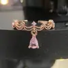 Anillo Versa Nuevo Estilo Francés Super Hada Encaje Borla Gota de Agua Aguamarina Aro de Luz Lujo Nicho Estilo Corte Pulsera