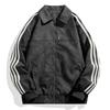 Chaqueta de Cuero PU Rayada Americana para Hombres y Mujeres Pesada Marca de Moda Ruffian Atractivo Retro Casual Top Estilo Motociclista Chaqueta con Solapa