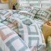 Conjunto de Quatro Peças para Cama de Tecido Grosso Antigo, Lençóis de Cama 100% Algodão, Capa de Edredom, Lençóis de Elástico, Conjunto de Três Peças de Capa de Edredom de Verão