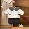 Ropa para Bebé, Ropa de Algodón, Traje de Invierno para Niña Bebé, Engrosado y Elegante, Abrigo de Algodón de Invierno para Niño Pequeño de un Año, Conjunto de Dos Piezas a la Moda