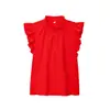 Ins Moda Femenina de Moda Estilo Suave Transfronterizo Color Sólido Holgado Moda Sin Mangas con Mangas de Volantes Blusa Top