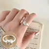Anillo Doble Capa Escamas de Pez Brillantes para Mujer, Moda Geométrica Versátil Diseño de Nicho Anillo Abierto, Anillo Sencillo y Único para el Dedo Índice