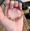 Pulsera de Cristal de Fresa y Cristal Pixiu para Mujer Edición Conmemorativa del Zodiaco Cuerda Roja Trenzada Regalo para Mejor Amiga