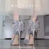 Zapatos principales de boda, zapatos de novia, tacones altos, zapatos de moño, tacones de aguja para mujer, sandalias de tacón alto estilo nuevo 2026, negros