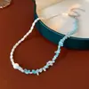 Collar de Concha Aguamarina Estilo Vacaciones de Lujo Ligero Francés Cadena para Clavícula Moda Joyería Versátil de Gama Alta Juego al por Mayor