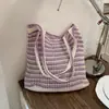 Bolso Tejido Rayado Transfronterizo para Mujer 2026 Primavera Nuevo Bolso Cubo de Hombro de Gran Capacidad Bolso de Playa Tejido Casual