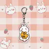 Chaveiro de Desenho Animado Fofo 2D Novo Transfronteiriço Coelhinho Porta-Chave de Bolo da Lua de Meio Outono Pingente de Carro Pingente de Mochila Escolar