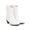 Nuevas Botas Vaqueras de Moda Botines Tacón Medio Tacón Grueso Botas para Mujer Sencillas Sexy Clásicas Dr. Mocasines de punta fina Martens