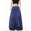 Pantalones de Chándal Anchos de Pierna con Cintura Elástica Estampada Diseño Estilo Americano Unisex Sueltos Casuales Perezosos de Caída Larga hasta el Suelo