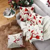 Nuevas Fundas de Almohada Serie Navideña Papá Noel Muñeco de Nieve Tela Cómoda Estampado Funda de Almohada Blanca