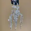 Pendientes Europeos y Americanos de Larga Duración con Telaraña de Pedrería y Borla de Gota de Agua, Pendientes de Lujo Ligero de Alta Gama, Accesorios de Oreja Exagerados de Moda Transfronteriza para Mujeres