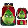 Cabelo verde estranho Grinch transfronteiriço nova mochila dos desenhos animados bolsa de ombro bolsa de três peças bolsa caneta uma geração de cabelo