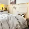 Juego de Ropa de Cama de Cuatro Piezas de Algodón Puro con Encaje Fresco Estilo Ins, Funda de Edredón Girly Amigable con la Piel Estilo Francés, Ropa de Cama Vintage para Dormitorio