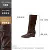 Botas altas de 6 cm de altura, de moda, con punta cuadrada para mujer, nueva colección otoño/invierno 2026, a la moda y versátiles, con detalles plisados, parecidas a las botas de montar.
