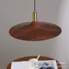 Lámpara colgante de restaurante estilo medieval, forma de OVNI con tres cabezales de color nogal, estilo retro japonés wabi-sabi, iluminación para sala de té, mesa de comedor, barra de bar