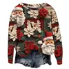 Popular Sudadera Nueva de Otoño e Invierno Transfronteriza Europea y Americana Estampada en 3D para Mujer Navideña Callejera de Moda con Cuello Redondo y Hombro Derecho