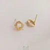 Aretes cuadrados cepillados con baño de oro de 14K que conservan el color con alfiler, materiales para accesorios de aretes con engaste de perlas hechos a mano DIY