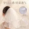 Velo corto de dobladillo de dos capas para niña de las flores, dama de honor, niña, actuación de jardín de infantes, cumpleaños de bebé, velo de princesa