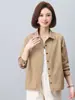 Camisa de manga larga para mujer, nuevo estilo principios de otoño 2026, corte holgado, talla grande, moderna, de algodón puro, chaqueta fina para mujeres de mediana edad