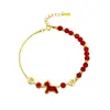 Tichia Original Fique Rico Imediatamente Pulseira de Ágata Vermelha Feminina Prata de Lei S925 Retro Tendência Nacional Ano do Cavalo Acessórios de Mão