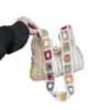 Bolso de Mano Casual de Gran Capacidad para Verano, Bolso de Hombro Tejido de Paja, Vacaciones en la Playa, Cinta de Color, Bolso Cruzado Tejido Hueco para Mujer