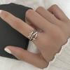 Anillo de plata esterlina 925 retro envejecido moda hip hop estilo ins cara sonriente dedo índice anillo de línea doble hueca marea