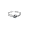 164 Estilo Coreano Ins Diseño de Nicho Cara Irregular Incrustado Zircón Azul Textura Anillo Abierto de Plata de Ley S925 para Mujer