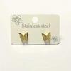 Aretes de botón de lazo de acero de titanio de doble capa esmerilado color oro, para mujer, elegantes de Corea del Sur, combinan con todo, color oro rosa, joyería para la oreja que no se decolora