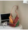 Bolso Tote de Moda con Gran Capacidad, Diseño de Empalme con Borlas Vintage, Bolso de Punto Versátil Estilo Literario, Bolso de Hombro Cruzado