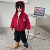 Jaqueta de Veludo com Capuz para Meninos Outono e Inverno Novo Estilo Menino Bebê Espessada Quente Roupas Esportivas para Crianças Pequenas e Médias