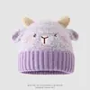 Gorro de lana para niños de otoño e invierno, gorro de punto tridimensional de dibujos animados, gorro tejido para niños y niñas