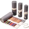 Cortina de lona hecha a mano para bolígrafos, con 12/24/36/48/72 agujeros, gran capacidad, para bolígrafos, para hombres y mujeres, con diseño de mina de color, caja de papelería para bocetos